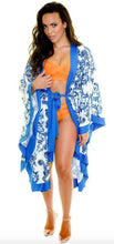 Load image into Gallery viewer, Pre-Order Blue Scroll Swimwear Kimono
